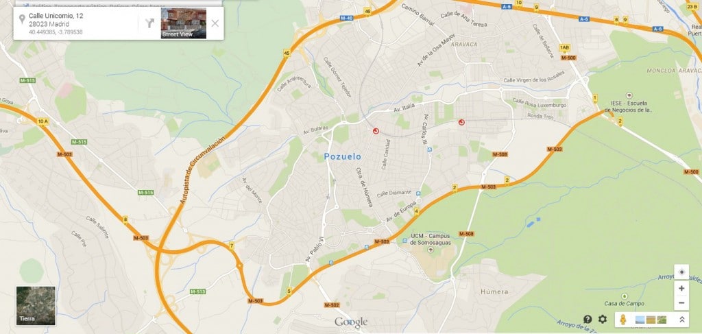 como llegar a Pozuelo Madrid mapa